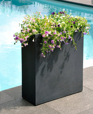 28 Inches tall terrace fiberglass planter - gray