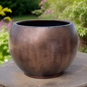 22 Inches fiberglass planter - antique copper.