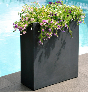 28 Inches tall terrace fiberglass planter - gray