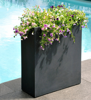 28 Inches tall terrace fiberglass planter - gray