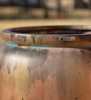 20-27 Inches tall fiberglass planter - copper patina