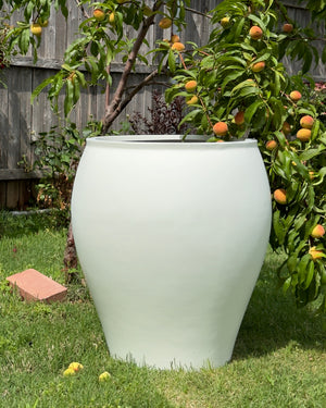 21-28 Inches tall Fiberglass planter - Matte white.