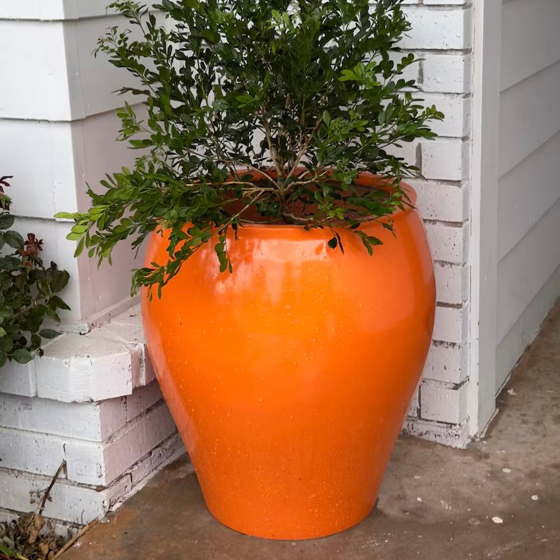 21-28 Inches tall Fiberglass planter - glossy orange