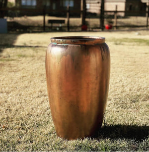 20-27 Inches tall fiberglass planter - copper patina