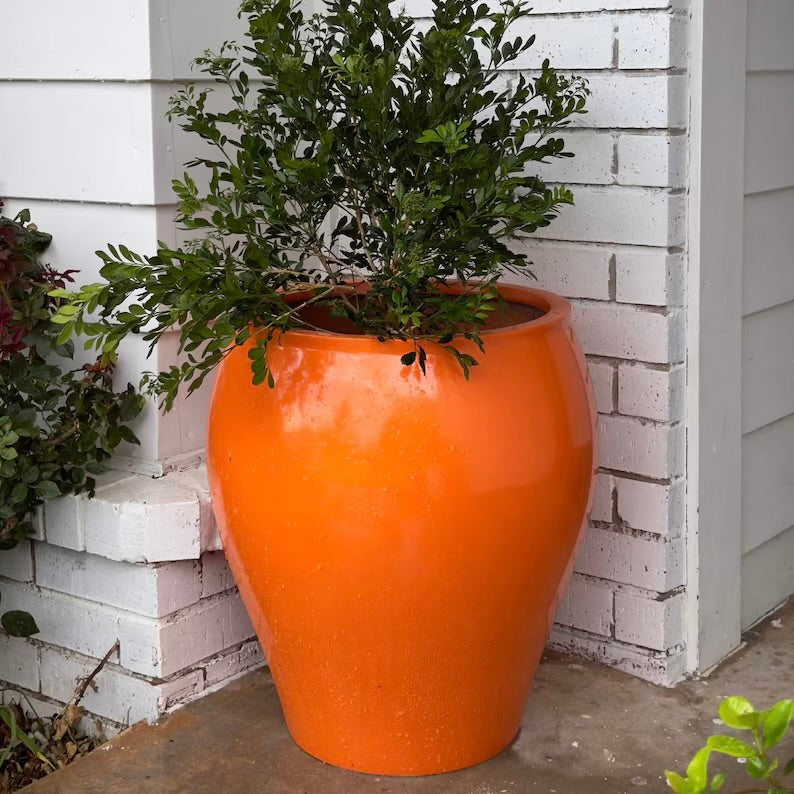 21-28 Inches tall Fiberglass planter - glossy orange