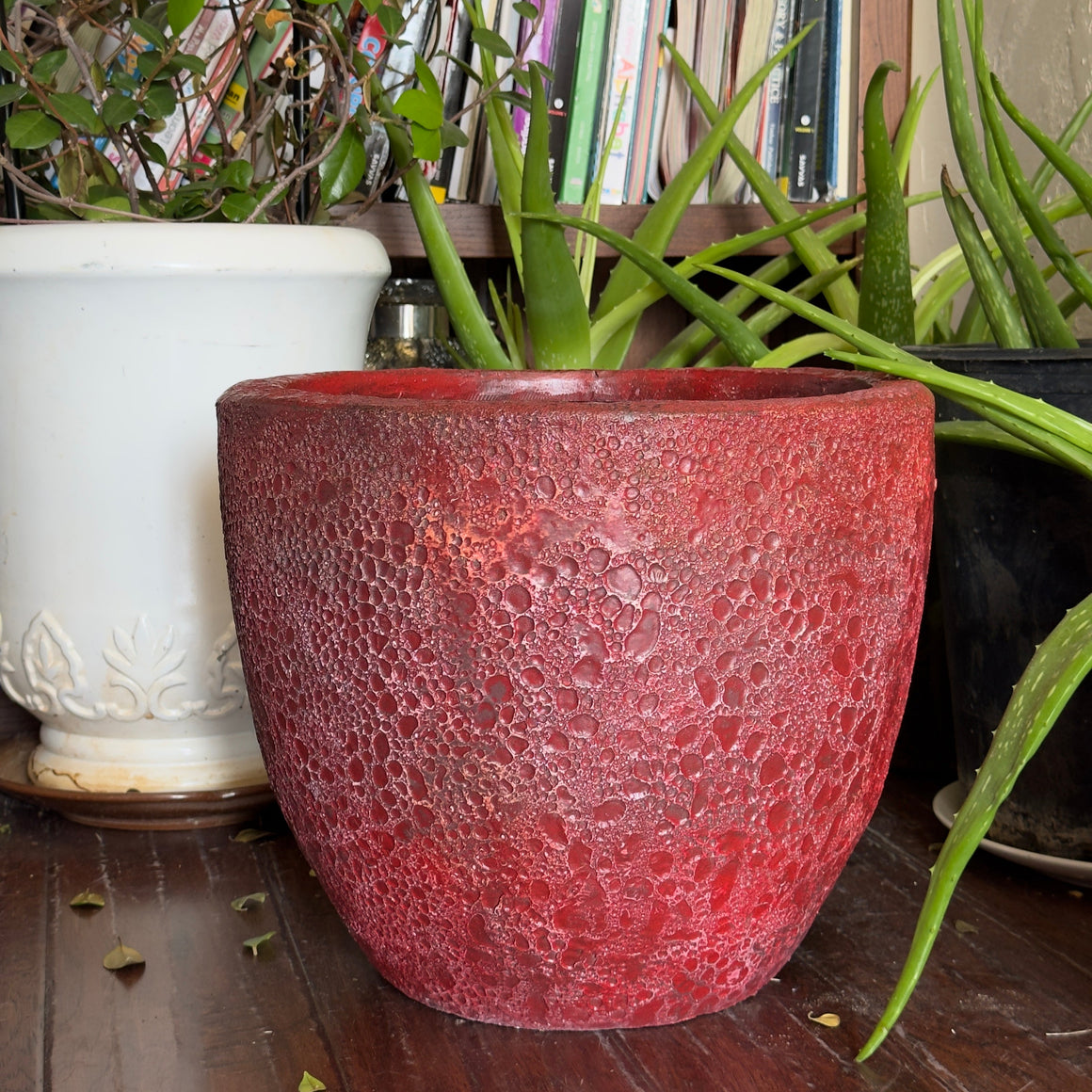 14-18 Inches fiberglass planter - red