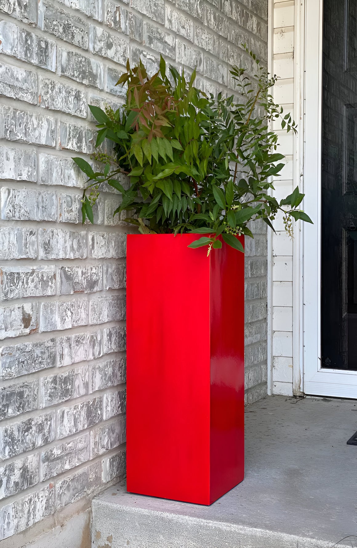 35-39 Modern square high fiberglass planter in matte white