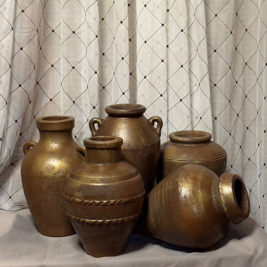 Unique concrete handmade vases beautiful finishing vintage rust gold