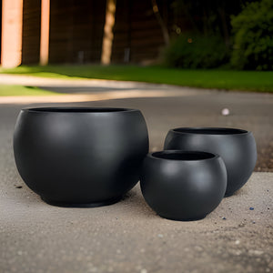 22-43 Inches fiberglass planter - matte black