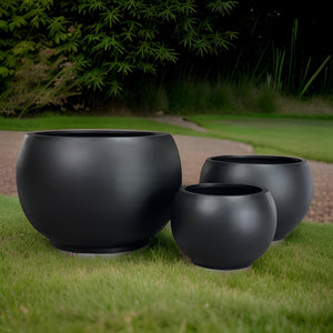 22-43 Inches fiberglass planter - matte black