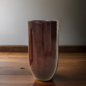 25-35 Inches tall, fiberglass planter - Red glazed