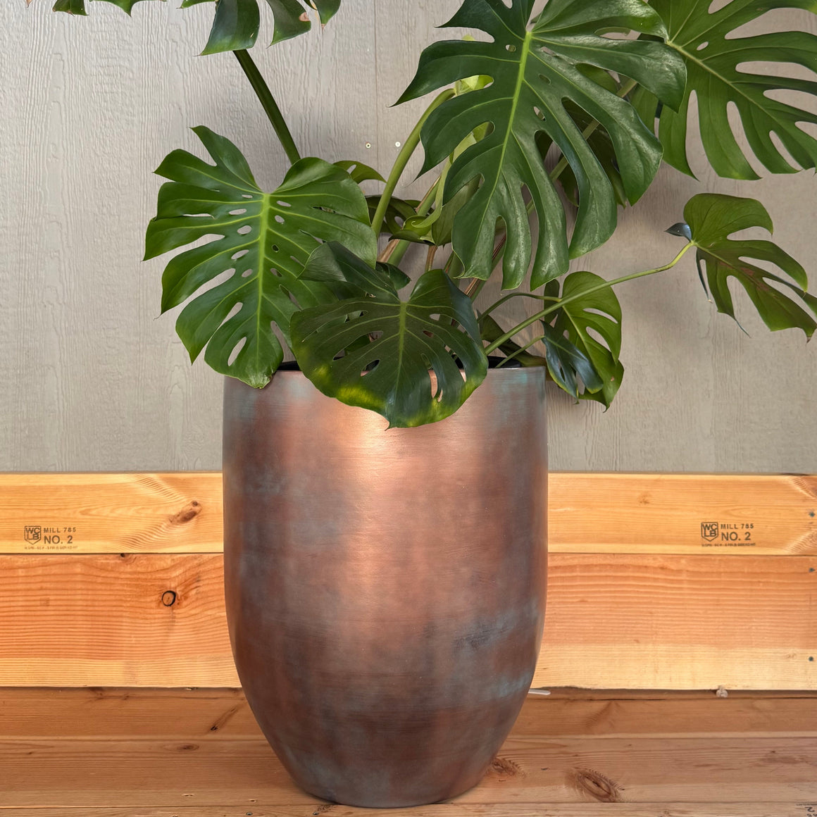 18-27 Inches tall Fiberglass planter - Copper patina