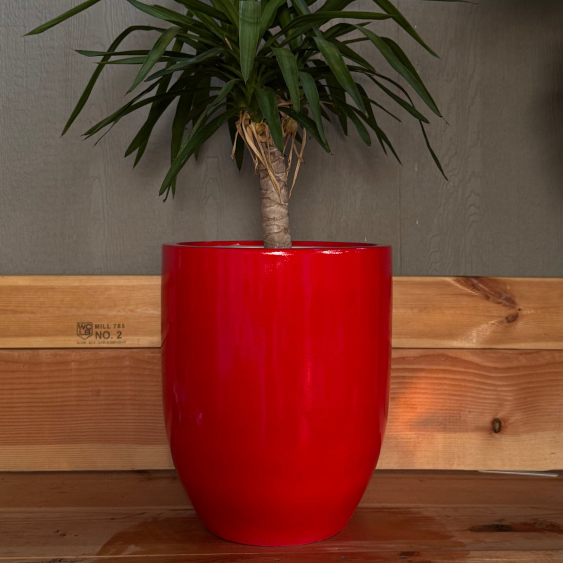 18-27 Inches tall Fiberglass planter - Glossy red