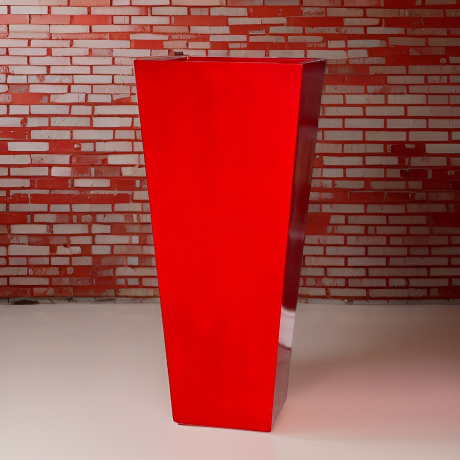 23-47‘’Tall unique fiberglass planter - glossy red