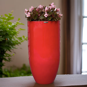 25-31 Inches tall, fiberglass planter - gloss red