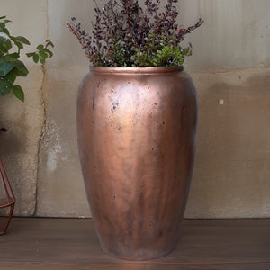 20-27 Inches tall fiberglass planter - antique copper