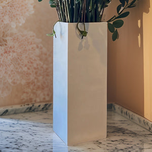 47’' Modern square high fiberglass planter in matte white