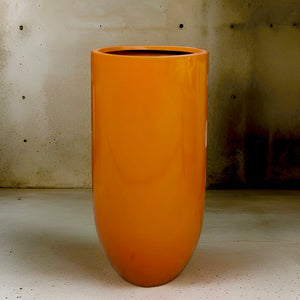 25-35 Inches tall, fiberglass planter - glossy orange