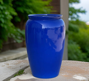 20-27 Inches tall fiberglass planter - glossy blue