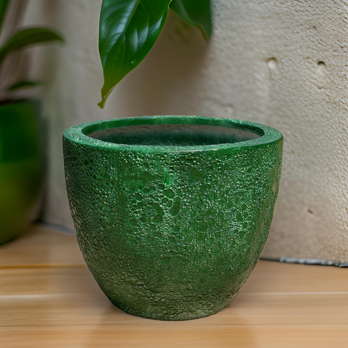 12-18 Inches fiberglass planter - moonpot green