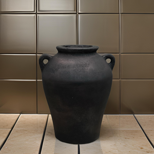 8x10 Inches - Concrete handmade vase with handles, beautiful finishing in vintage black bronze