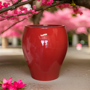 21-28 Inches tall Fiberglass planter - glossy red