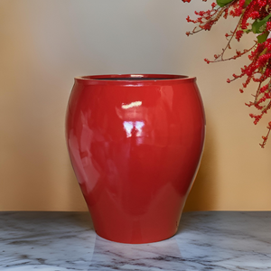 21-28 Inches tall Fiberglass planter - glossy red