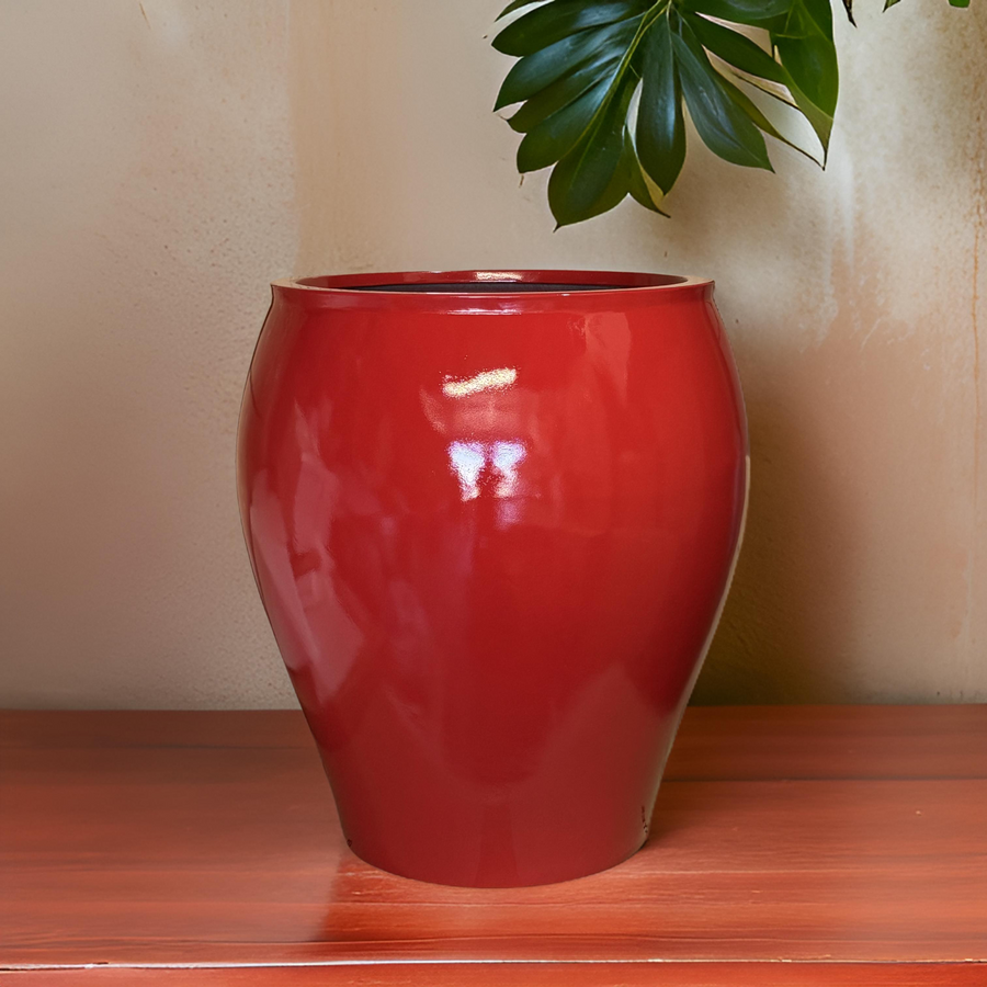 21-28 Inches tall Fiberglass planter - glossy red