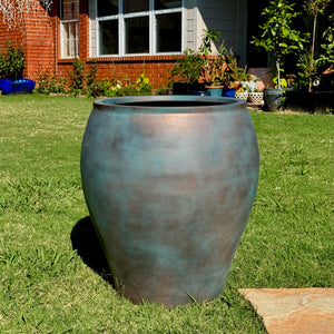 21-28 Inches tall Fiberglass planter - Copper patina