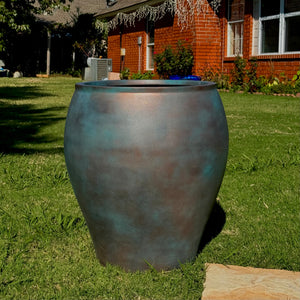 21-28 Inches tall Fiberglass planter - Copper patina