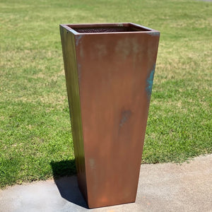 23-47 ‘’Tall unique fiberglass planter - rust copper