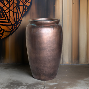 20-27 Inches tall fiberglass planter - copper patina