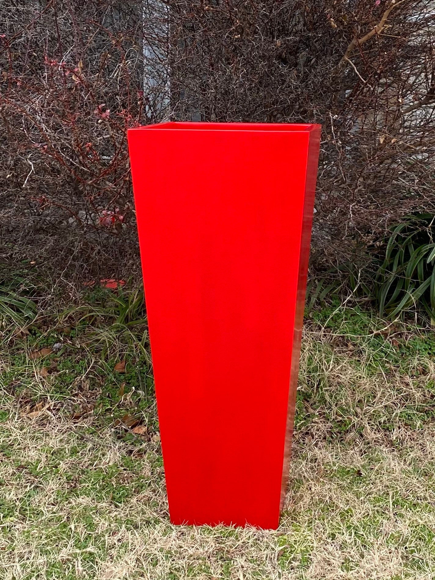 Apple Red Fiberglass Planter, Contemporary Garden Pot, 23-47 Inches