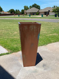 23-47 ‘’Tall Unique Fiberglass Planter Finished In Antique Copper - In/outdoor Use