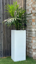 Matte White Fiberglass Planter: Tall Square Garden Pot