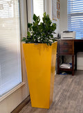 Glossy Yellow Fiberglass Planter: Contemporary Garden Pot (23-47 Inches)