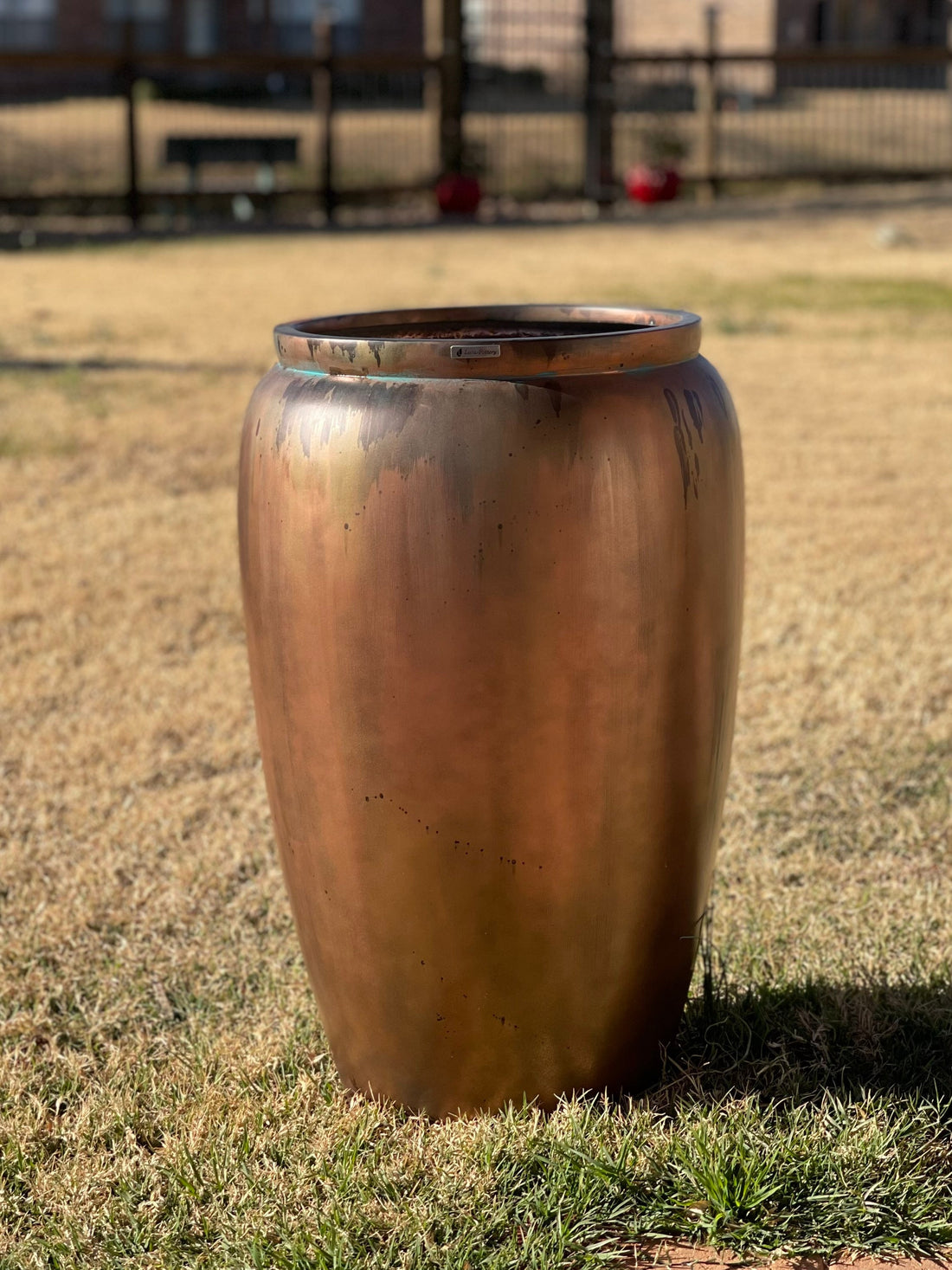 Antique Copper Fiberglass Garden Planter: Weather Resistant, UV Protected (20-27 Inches Tall)