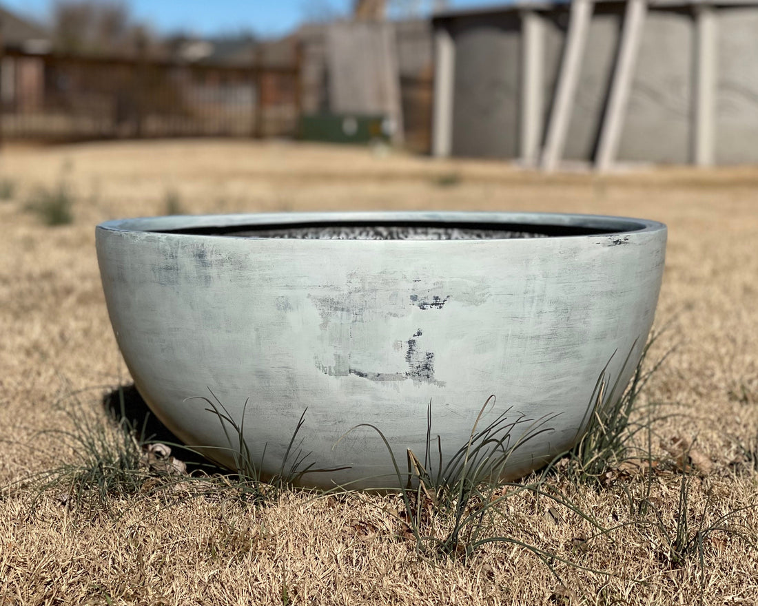 Big Pond 22-28 Inches Fiberglass planter in Antique white. Beautiful Plant Pots, Garden Planter, Planter, Home Good Decor
