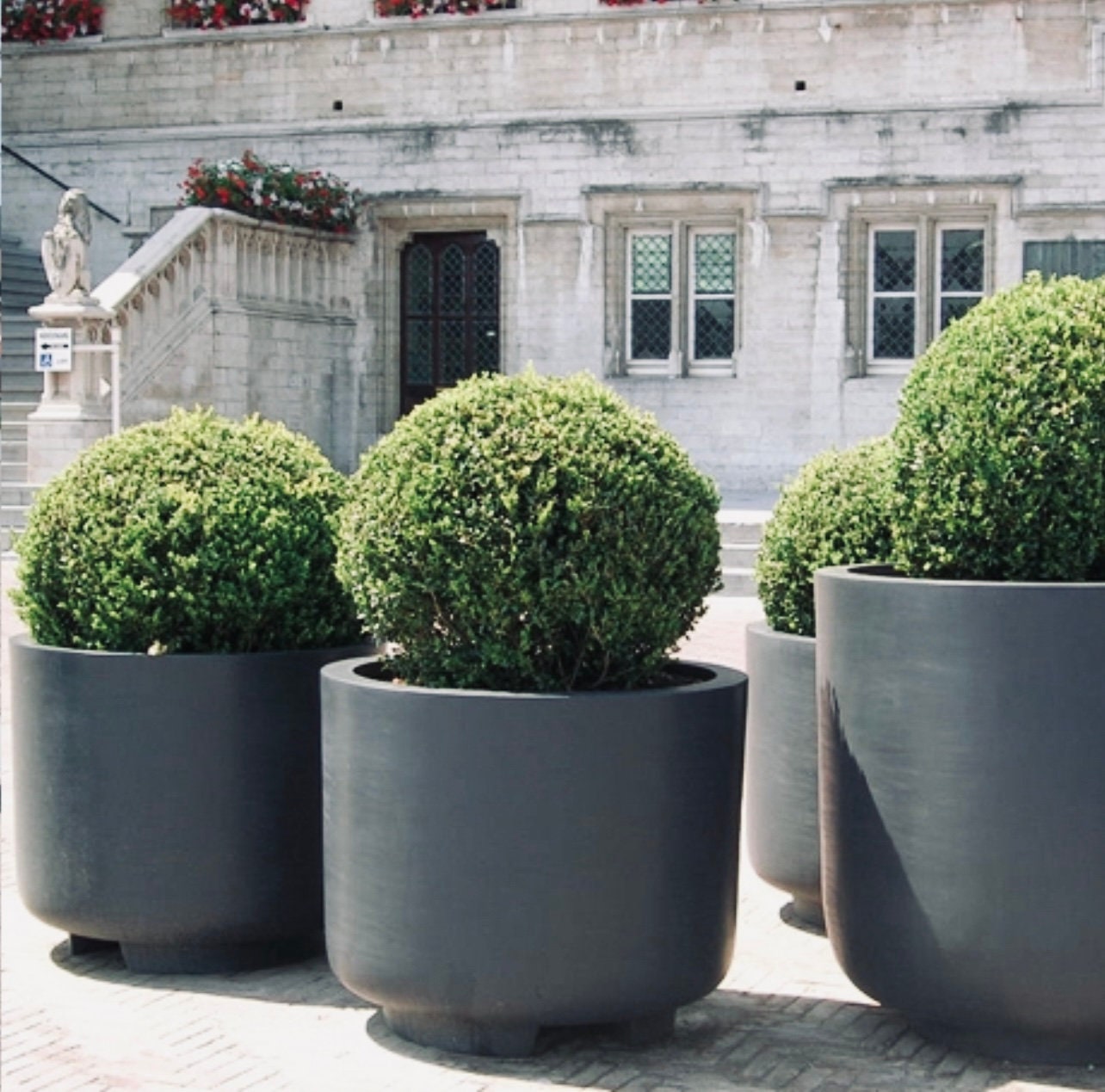 XXL Matte Black Fiberglass Planter - 39 Inch Round Garden Pot