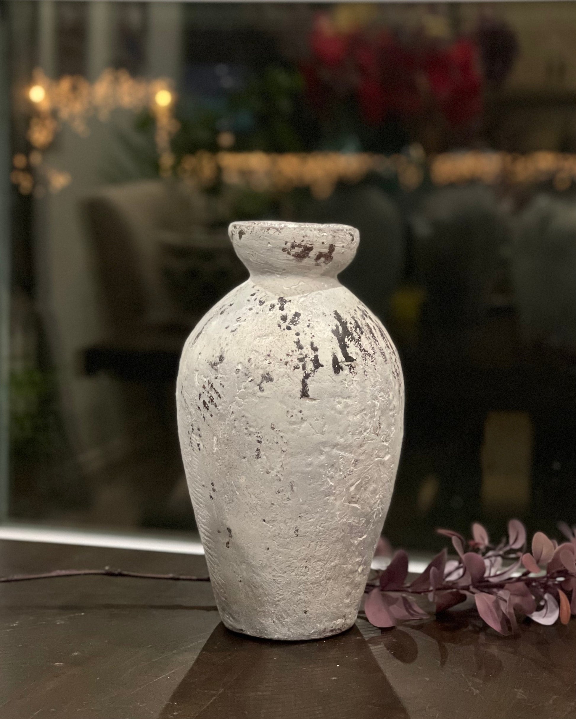 Handmade Concrete Vase: Rustic Jar Shape, Weather Resistant (12 Inches)
