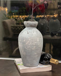 Handmade Concrete Vase: Rustic Jar Shape, Weather Resistant (12 Inches)