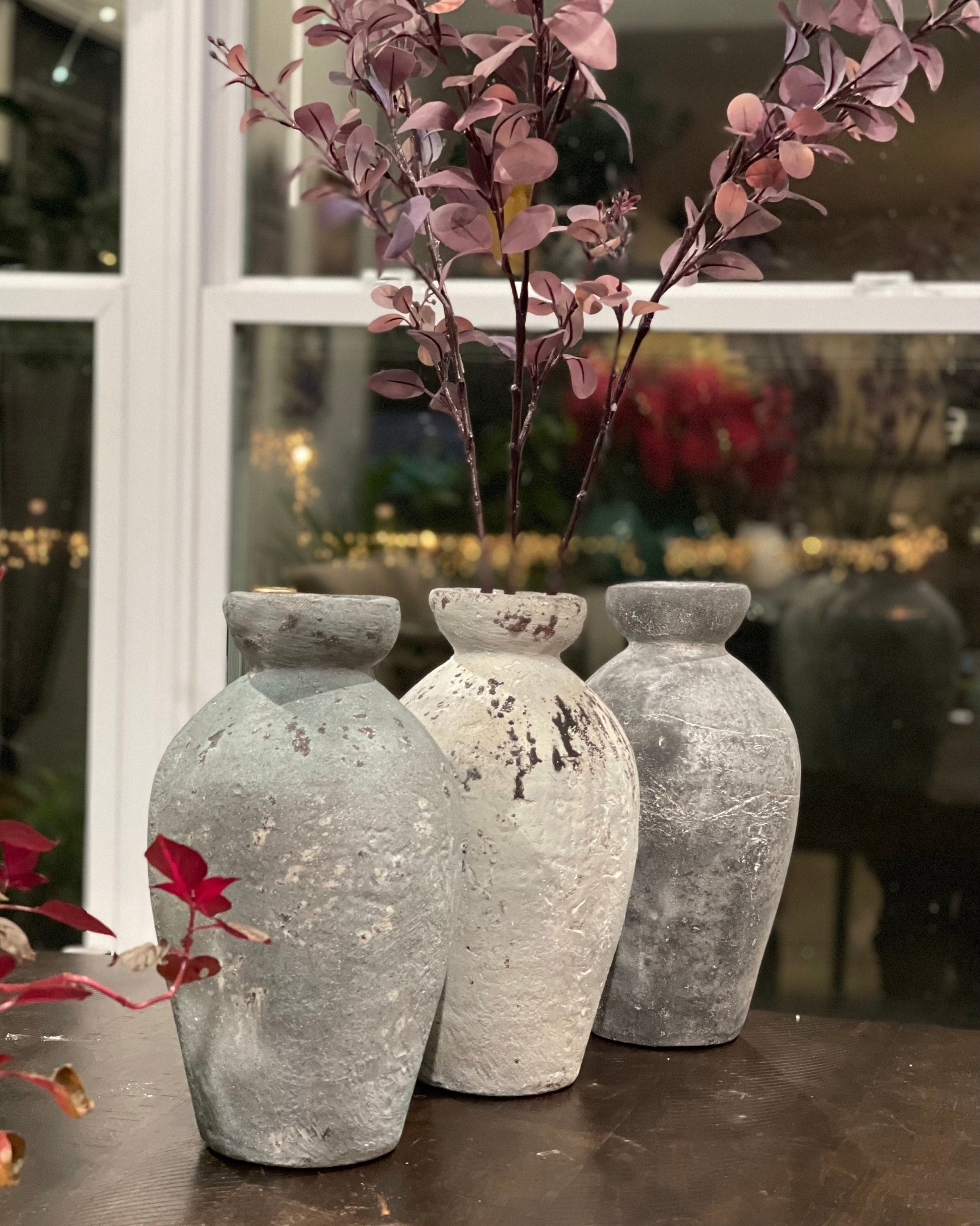 Handmade Concrete Vase: Rustic Jar Shape, Weather Resistant (12 Inches)