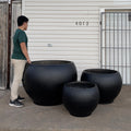XXL Matte Black Fiberglass Planter: 25-43 Inch Round Garden Pot
