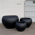 XXL Matte Black Fiberglass Planter: 25-43 Inch Round Garden Pot