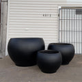 XXL Matte Black Fiberglass Planter: 25-43 Inch Round Garden Pot