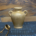 Handmade Concrete Vase with Handles - Antique Teal & Gold - 10 Inch