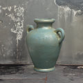 Handmade Concrete Vase with Handles - Antique Teal & Gold - 10 Inch