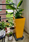 Glossy Yellow Fiberglass Planter: Contemporary Garden Pot (23-47 Inches)