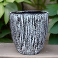 Woodskin Fiberglass Planter: Round Garden Pot, Natural Texture