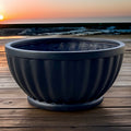Matte Black Fiberglass Planter: Modern Round Bowl, 22-28 Inch